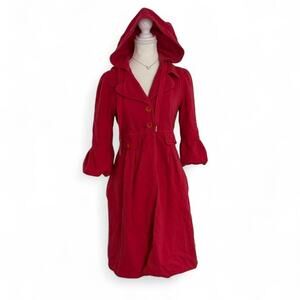 Vintage Rare Juicy Couture Red 100%Cotton Coat Super Beautiful Womens Size Small